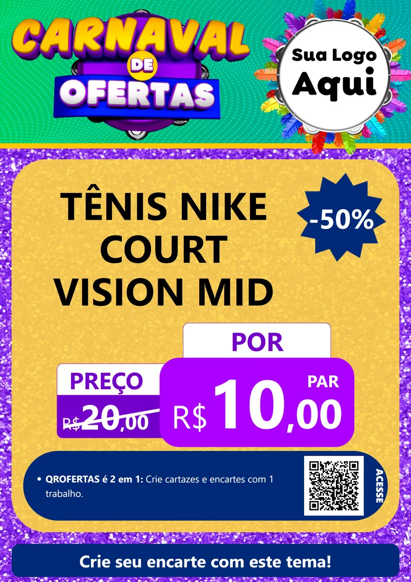 Modelo de Cartaz para Cartaz A4 Vertical com o tema Carnaval de Ofertas para Calçados