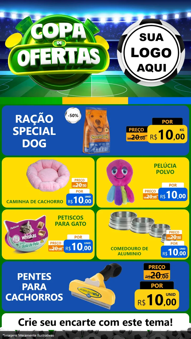 Modelo de TV para TV Vertical com o tema Copa de Ofertas para Pet Shop