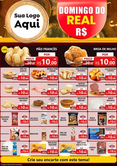 Modelo de Encarte para Encarte A4 Vertical com o tema Domingo do Real para Padaria