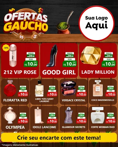 Modelo de Rede Social para Feed Instagram com o tema Ofertas Dia do Gaúcho para Perfumes