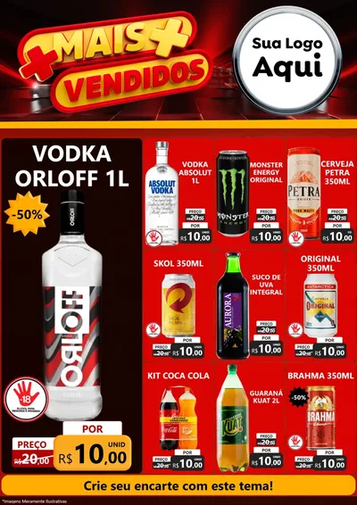 Modelo de Encarte para Encarte A4 Vertical com o tema Mais Vendidos para Distribuidora de bebidas