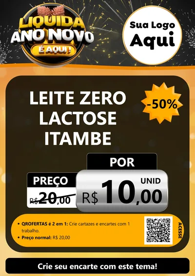 Modelo de Cartaz para Cartaz A4 Vertical com o tema Liquida Ano Novo É Aqui! para Frios e Laticínios