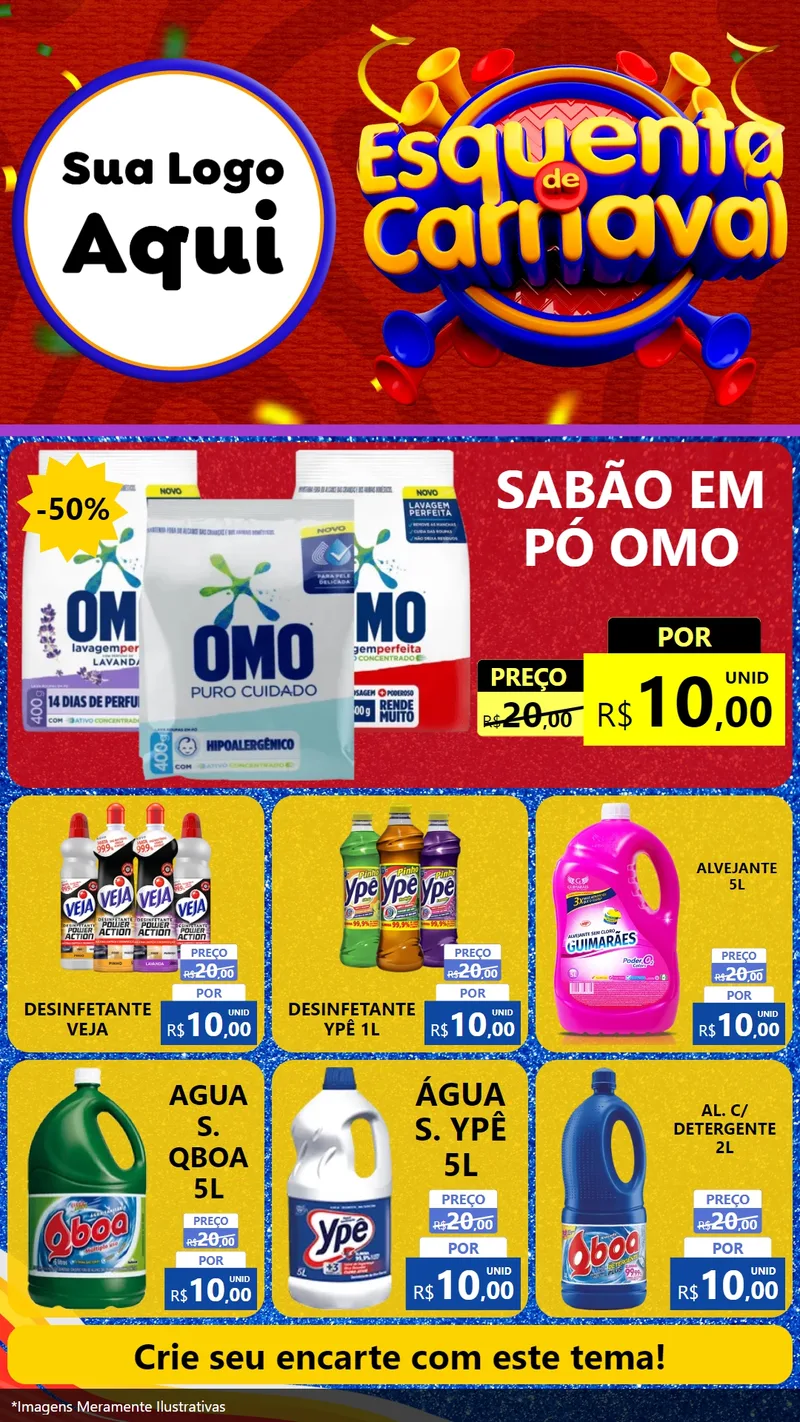 Modelo de Rede Social para Stories com o tema Esquenta de Carnaval para Produtos de Limpeza