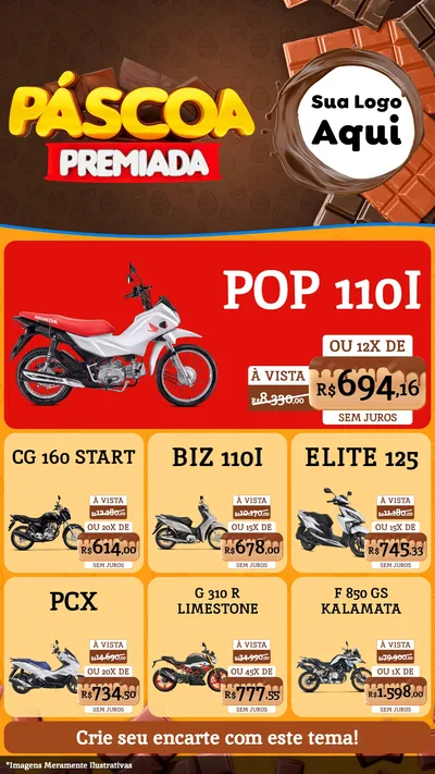 Modelo de Rede Social para Stories com o tema Páscoa Premiada para Concessionaria de Motos