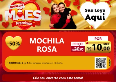 Modelo de Cartaz para Cartaz A4 Horizontal com o tema Semana das Mães Premiada para Papelaria