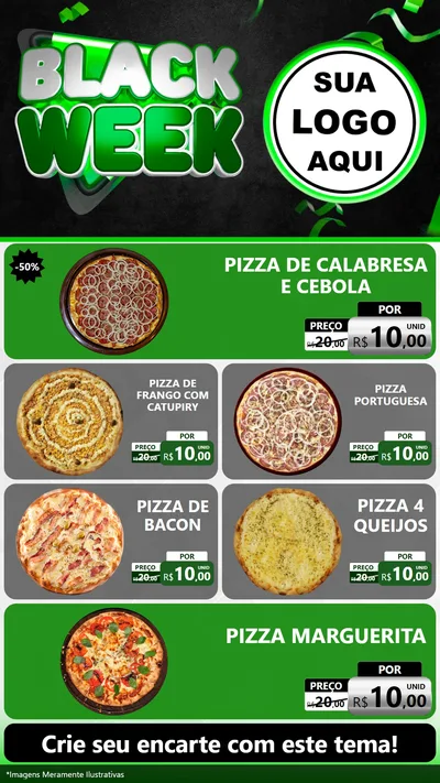 Modelo de TV para TV Vertical com o tema Black Week para Pizzaria