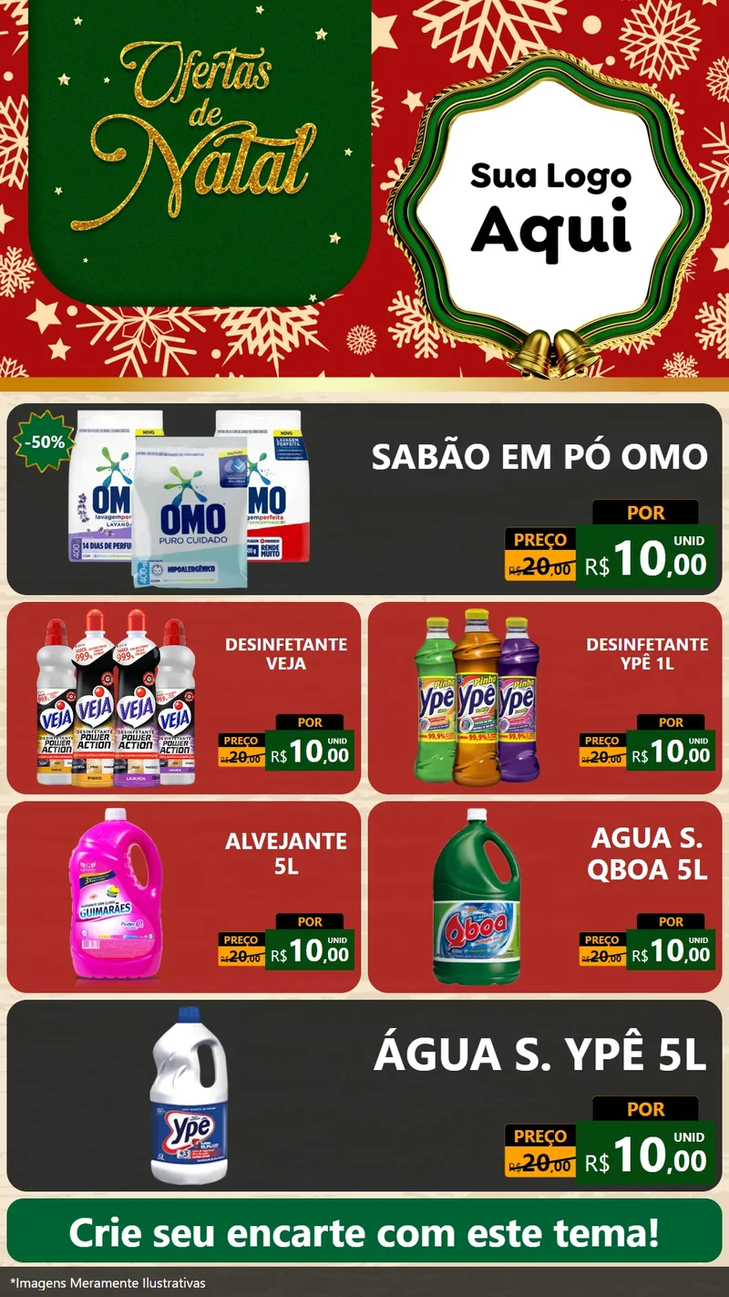 Modelo de TV para TV Vertical com o tema Natal de Ofertas para Produtos de Limpeza