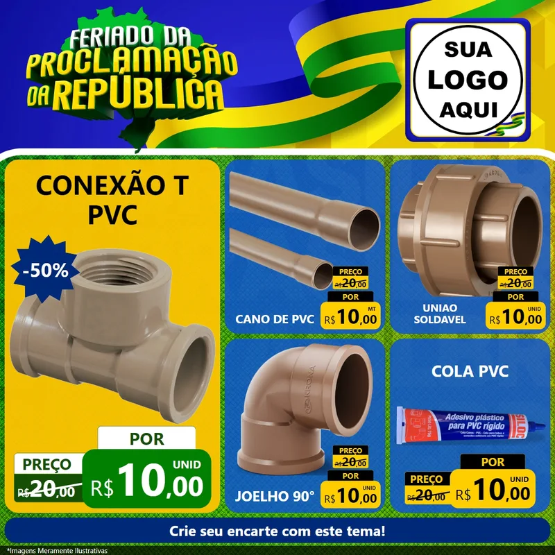 Modelo de Rede Social para Feed Facebook com o tema Feriado da Proclamação da República para Tubos e conexões