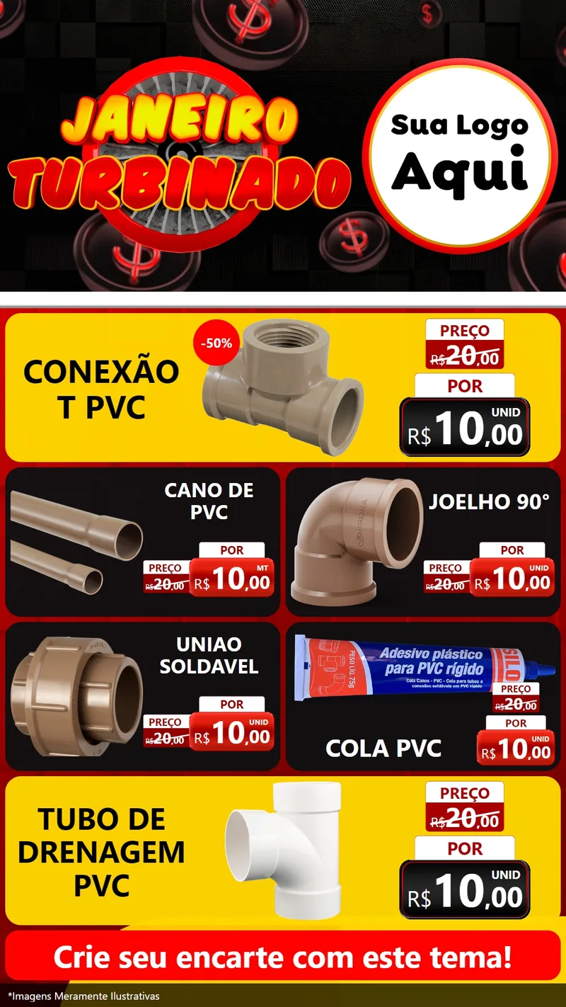 Modelo de TV para TV Vertical com o tema Janeiro Turbinado para Tubos e conexões