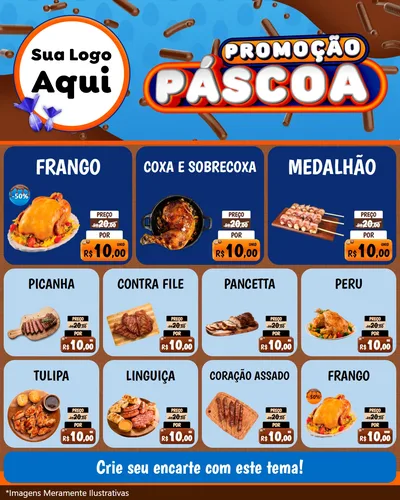 Modelo de Rede Social para Feed Instagram com o tema Promoção Páscoa para Assados