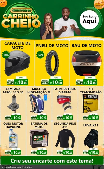 Modelo de Encarte para Encarte Grande com o tema Carrinho Cheio para Moto peças
