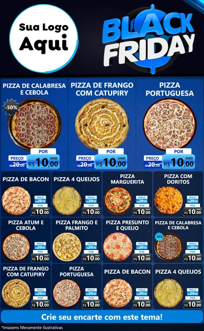 Modelo de Encarte para Encarte Grande com o tema Black Friday para Pizzaria