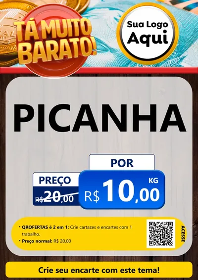 Modelo de Cartaz para Cartaz A4 Vertical com o tema Está Muito Barato para Açougue