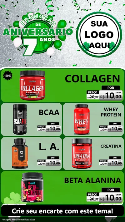 Modelo de TV para TV Vertical com o tema Promoção de Aniversário - 7 Anos para Suplementos alimentares