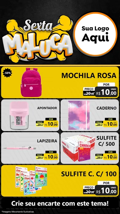 Modelo de TV para TV Vertical com o tema Sexta Maluca para Papelaria