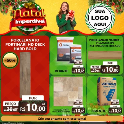 Modelo de Rede Social para Feed Facebook com o tema Natal Imperdível para Pisos e revestimentos
