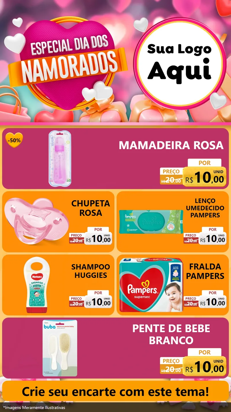 Modelo de TV para TV Vertical com o tema Especial Dia dos Namorados para Bebês