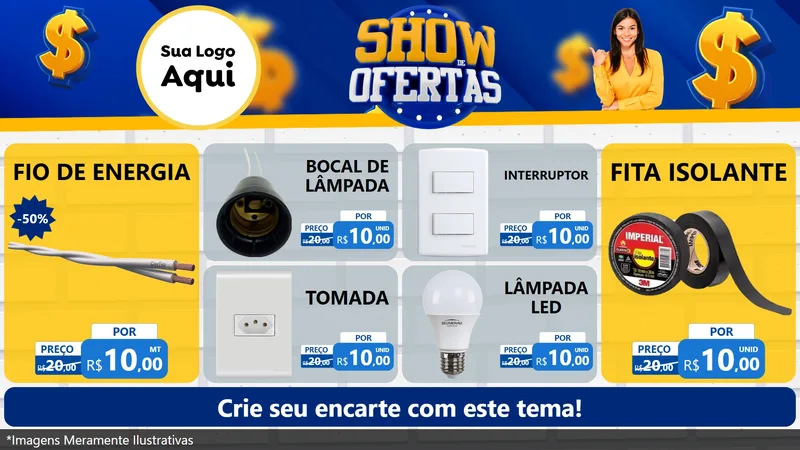 Modelo de TV para TV Horizontal com o tema Show de Ofertas para Materiais Elétricos