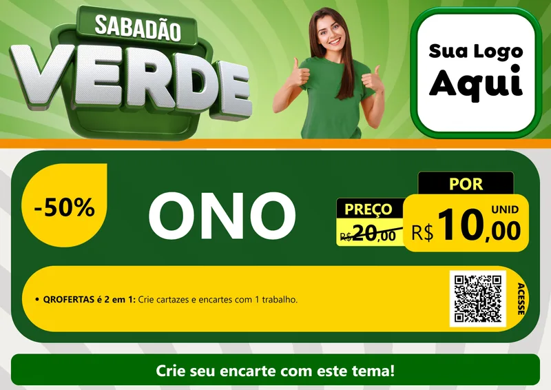 Modelo de Cartaz para Cartaz A4 Horizontal com o tema Sabadão Verde para Óticas