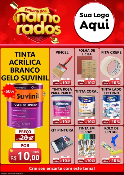 Modelo de Encarte para Encarte A4 Vertical com o tema Semana dos namorados para Tintas e Ferramentas