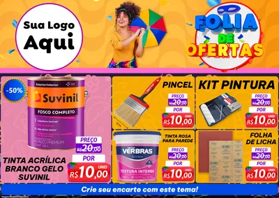 Modelo de Encarte para Encarte A4 Horizontal com o tema Folia de Ofertas para Tintas e Ferramentas