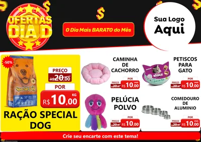 Modelo de Encarte para Encarte A4 Horizontal com o tema Dia D para Pet Shop