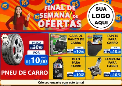 Modelo de Encarte para Encarte A4 Horizontal com o tema Final de Semana de Ofertas para Auto peças