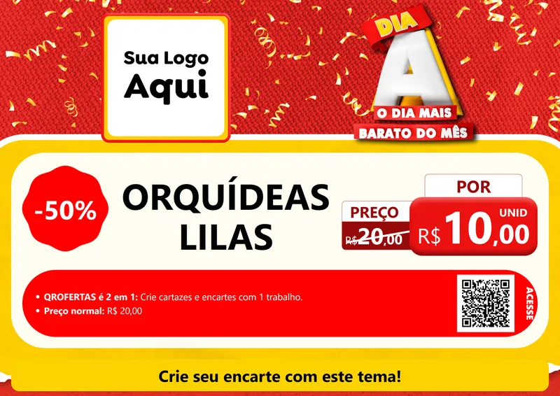 Modelo de Cartaz para Cartaz A4 Horizontal com o tema Dia A o Dia Mais Barato do Mês para Floricultura e jardim