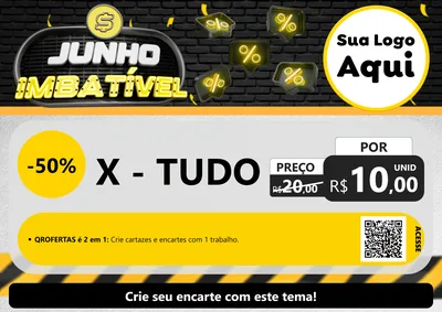 Modelo de Cartaz para Cartaz A4 Horizontal com o tema Junho Imbatível para Hamburgueria