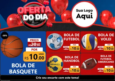 Modelo de Encarte para Encarte A4 Horizontal com o tema Oferta do Dia para Artigos Esportivos