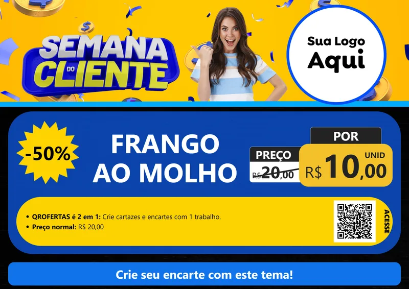 Modelo de Cartaz para Cartaz A4 Horizontal com o tema Semana do Cliente para Restaurante