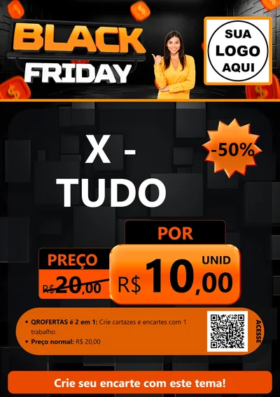 Modelo de Cartaz para Cartaz A4 Vertical com o tema Black Friday para Hamburgueria