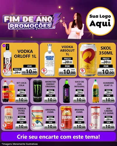 Modelo de Rede Social para Feed Instagram com o tema Fim de Ano Promoções para Distribuidora de bebidas