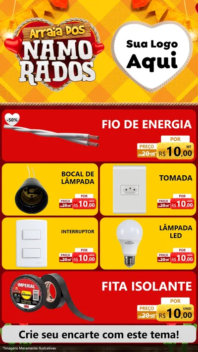 Modelo de TV para TV Vertical com o tema Arraiá dos Namorados para Materiais Elétricos