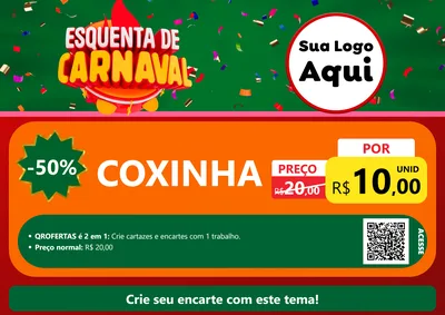 Modelo de Cartaz para Cartaz A4 Horizontal com o tema Esquenta de Carnaval para Salgadaria