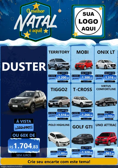 Modelo de Encarte para Encarte A4 Vertical com o tema O Melhor Natal É Aqui! para Concessionaria de Carros