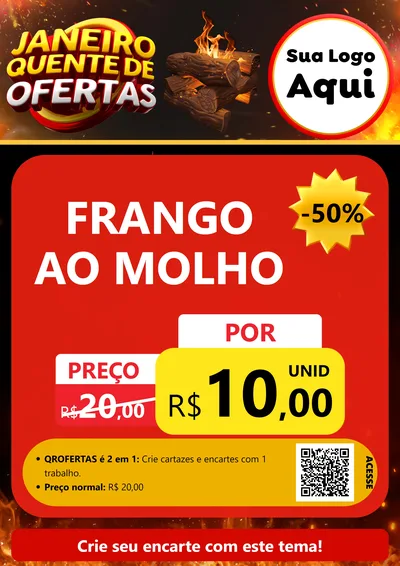 Modelo de Cartaz para Cartaz A4 Vertical com o tema Janeiro Quente de Ofertas para Restaurante