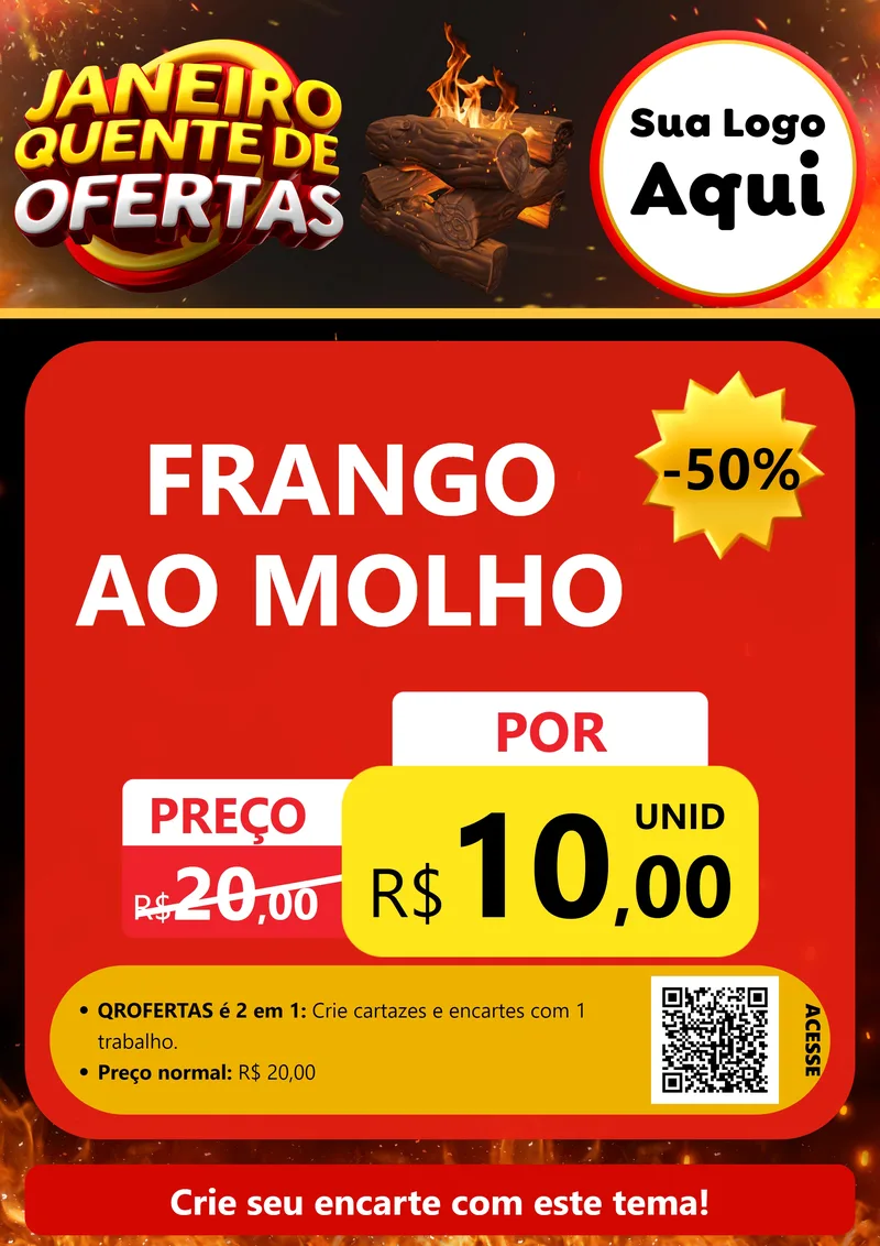 Modelo de Cartaz para Cartaz A4 Vertical com o tema Janeiro Quente de Ofertas para Restaurante
