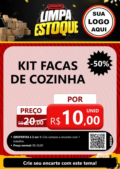 Modelo de Cartaz para Cartaz A4 Vertical com o tema Operação Limpa Estoque para Utilidades Domésticas