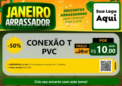 Modelo de Cartaz para Cartaz A4 Horizontal com o tema Janeiro Arrasador para Tubos e conexões