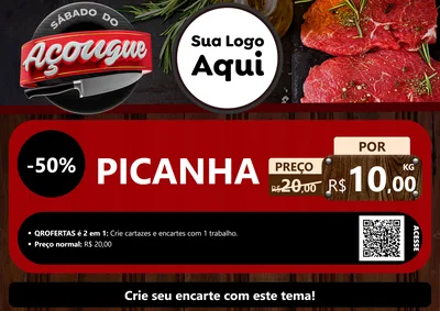 Modelo de Cartaz para Cartaz A4 Horizontal com o tema Sábado do Açougue para Açougue