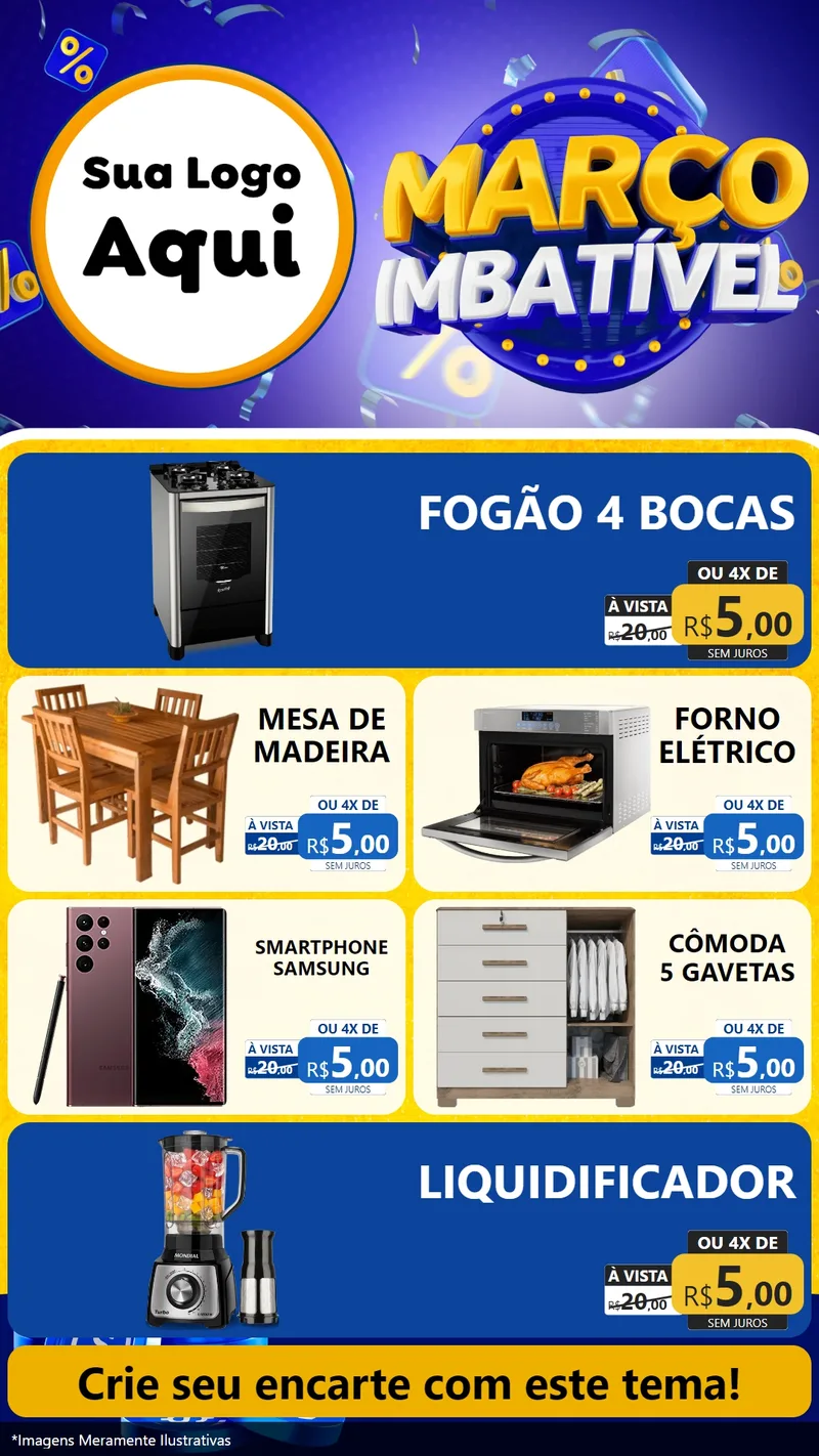 Modelo de TV para TV Vertical com o tema Março Imbatível para Móveis e Eletro