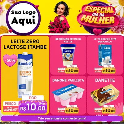 Modelo de Rede Social para Feed Facebook com o tema Especial Dia da Mulher para Frios e Laticínios