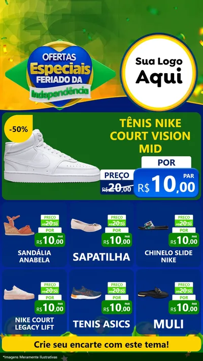 Modelo de Rede Social para Stories com o tema Ofertas Especiais Feriado da Independência para Calçados