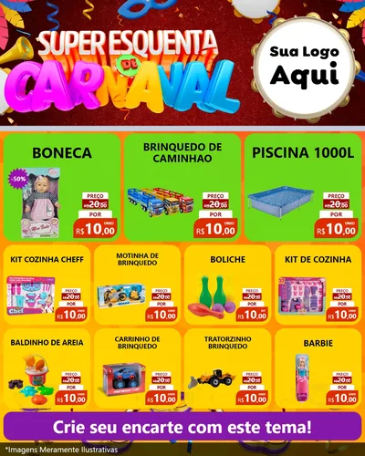 Modelo de Rede Social para Feed Instagram com o tema Super Esquenta de Carnaval para Brinquedos
