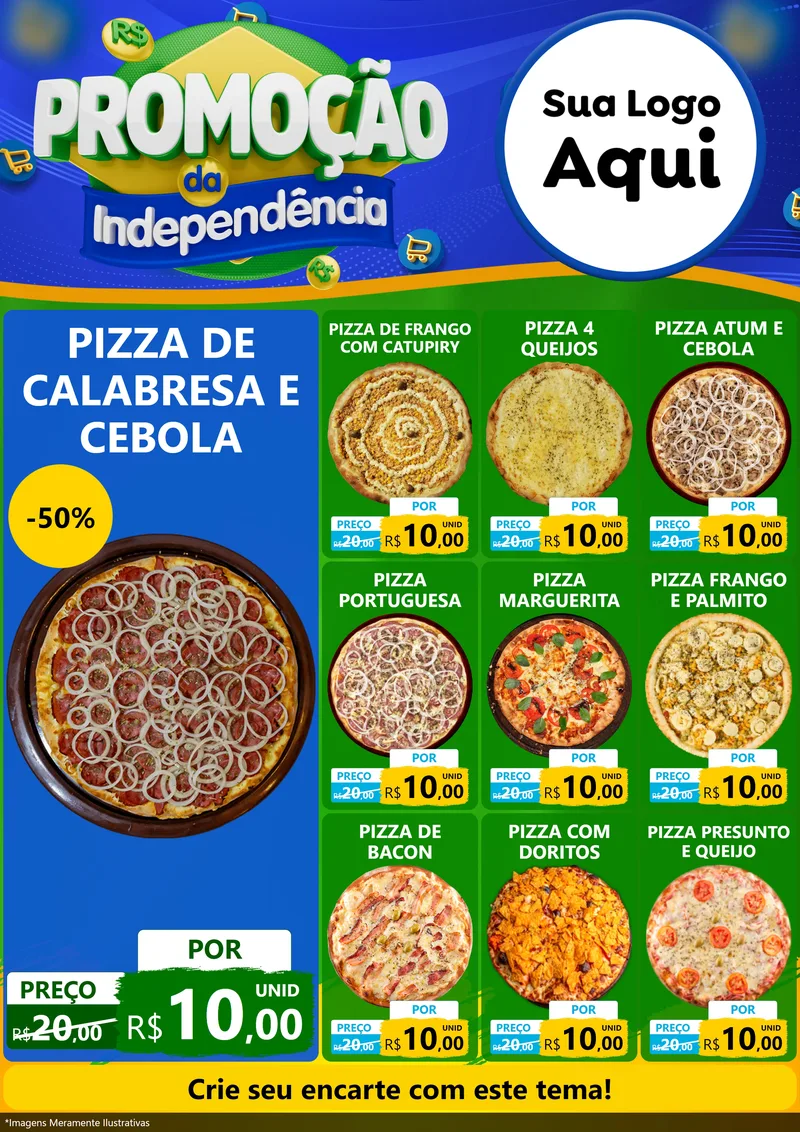 Modelo de Encarte para Encarte A4 Vertical com o tema Promoção da Independência para Pizzaria