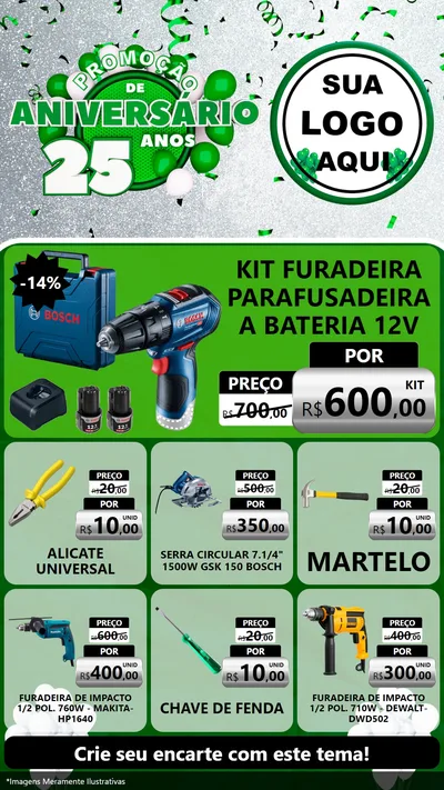 Modelo de Rede Social para Stories com o tema Promoção de Aniversário - 25 Anos para Maquinas e Ferramentas