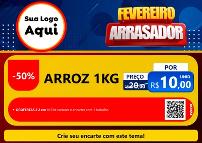 Modelo de Cartaz para Cartaz A4 Horizontal com o tema Fevereiro Arrasador para Supermercado