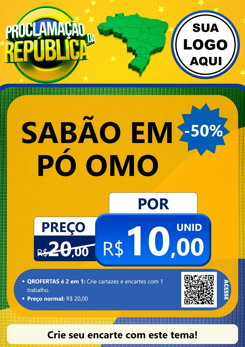 Modelo de Cartaz para Cartaz A4 Vertical com o tema Proclamação da República para Produtos de Limpeza