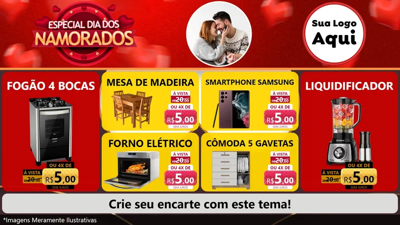 Modelo de TV para TV Horizontal com o tema Especial Dia Dos Namorados para Móveis e Eletro